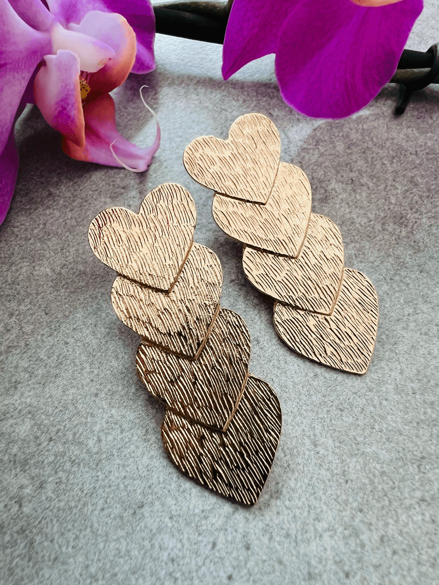 Boucles d’oreilles POLLY cœurs superposés - Créations Uniques